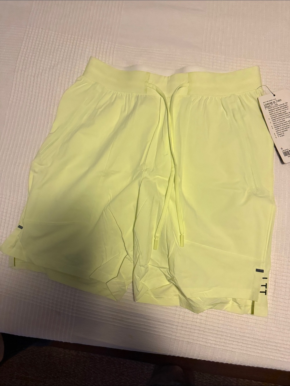Women's Neon Yellow Athletic Drawstring Shorts - Picture 1 of 3